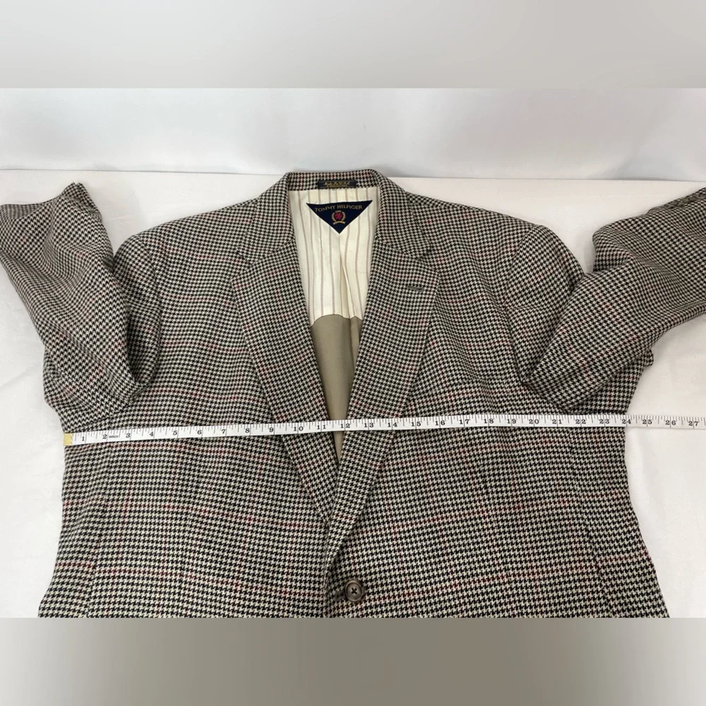Tommy Hilfiger Houndstooth Wool Blazer Sport Coat Jacket Vintage Union USA made